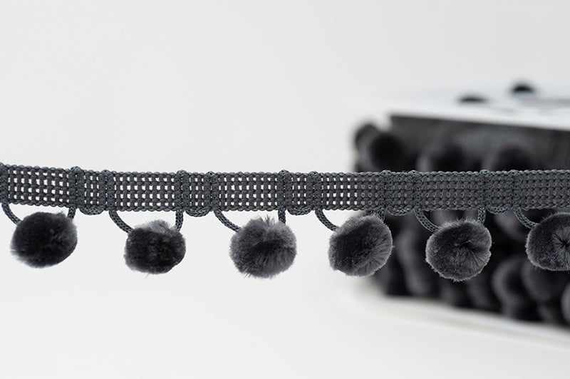 Pom Pom Trim 28mm - Dark Grey