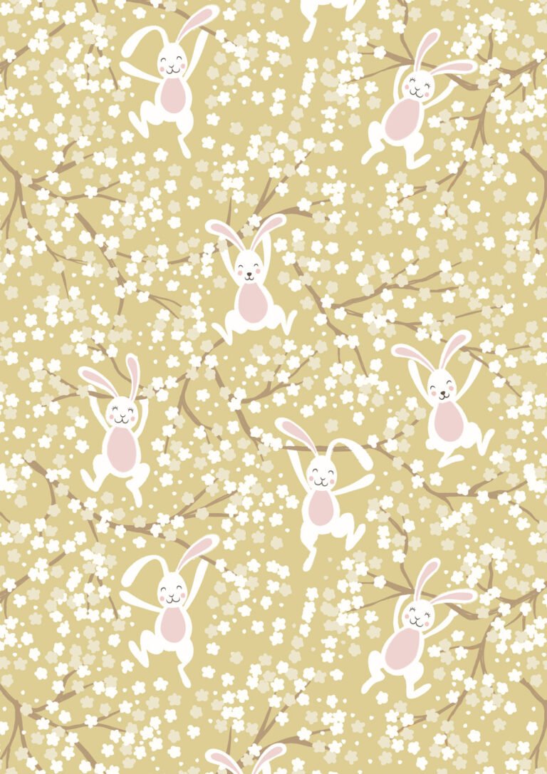 Lewis & Irene | Bunny Hop | Swinging Bunnies on Spring Yellow £7