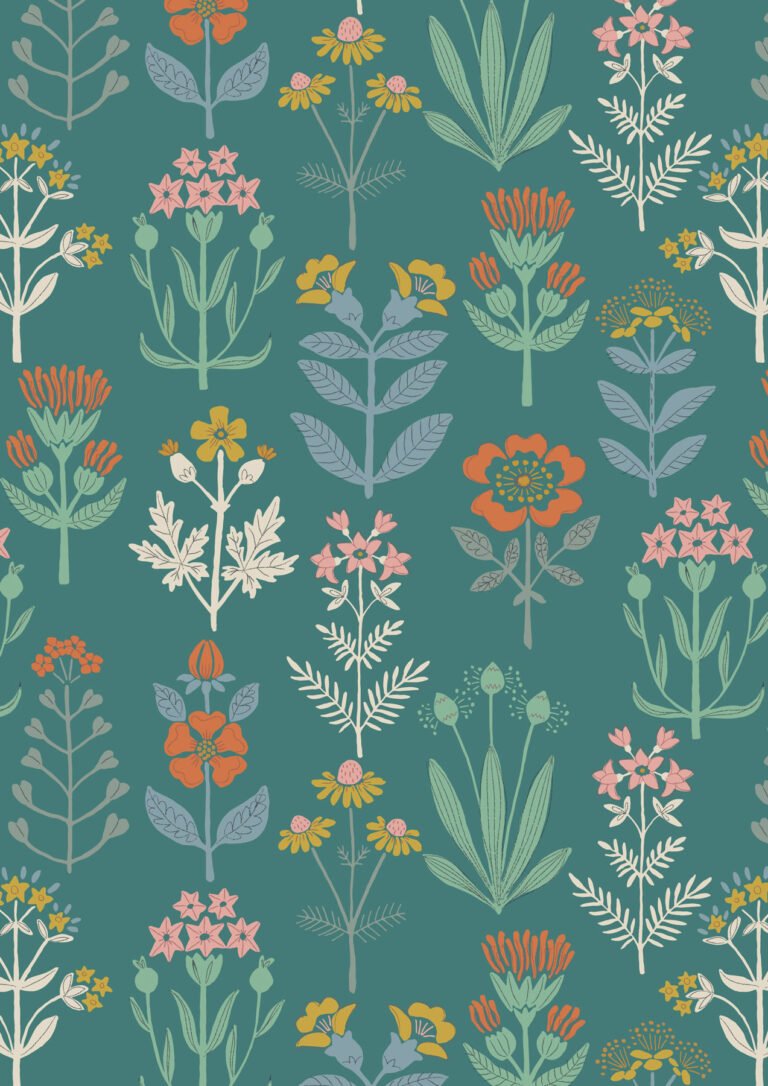 Lewis & Irene | Majolica | Floral on Garden Green £7pm