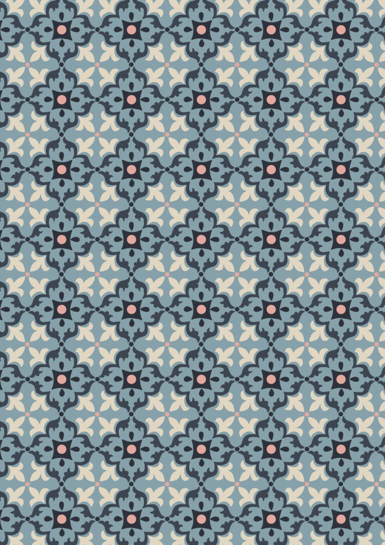 Lewis & Irene | Majolica | Multi Tile on Blue £7pm