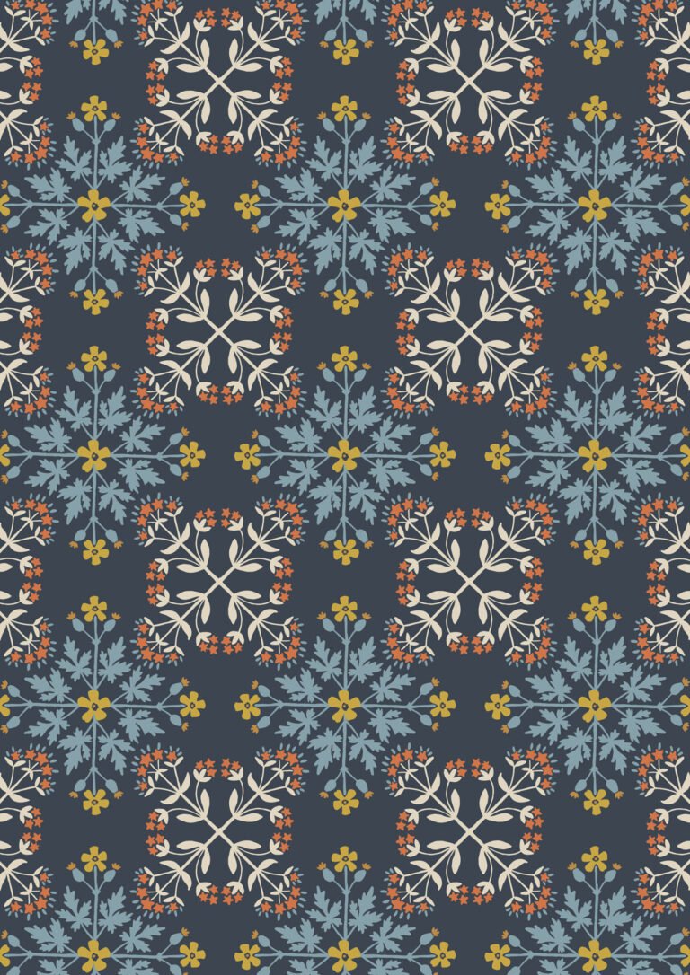 Lewis & Irene | Majolica | Floral Tile on Dark Blue £7pm