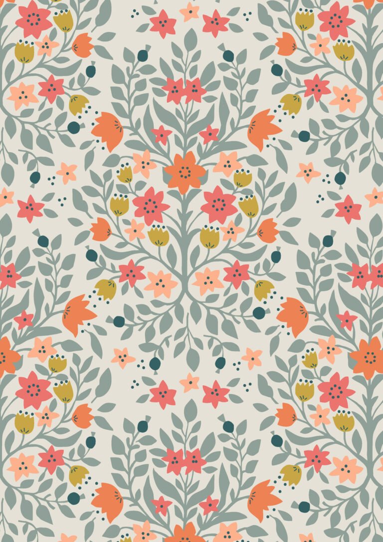 Lewis & Irene | Folk Floral | Damask on Cream £7pm