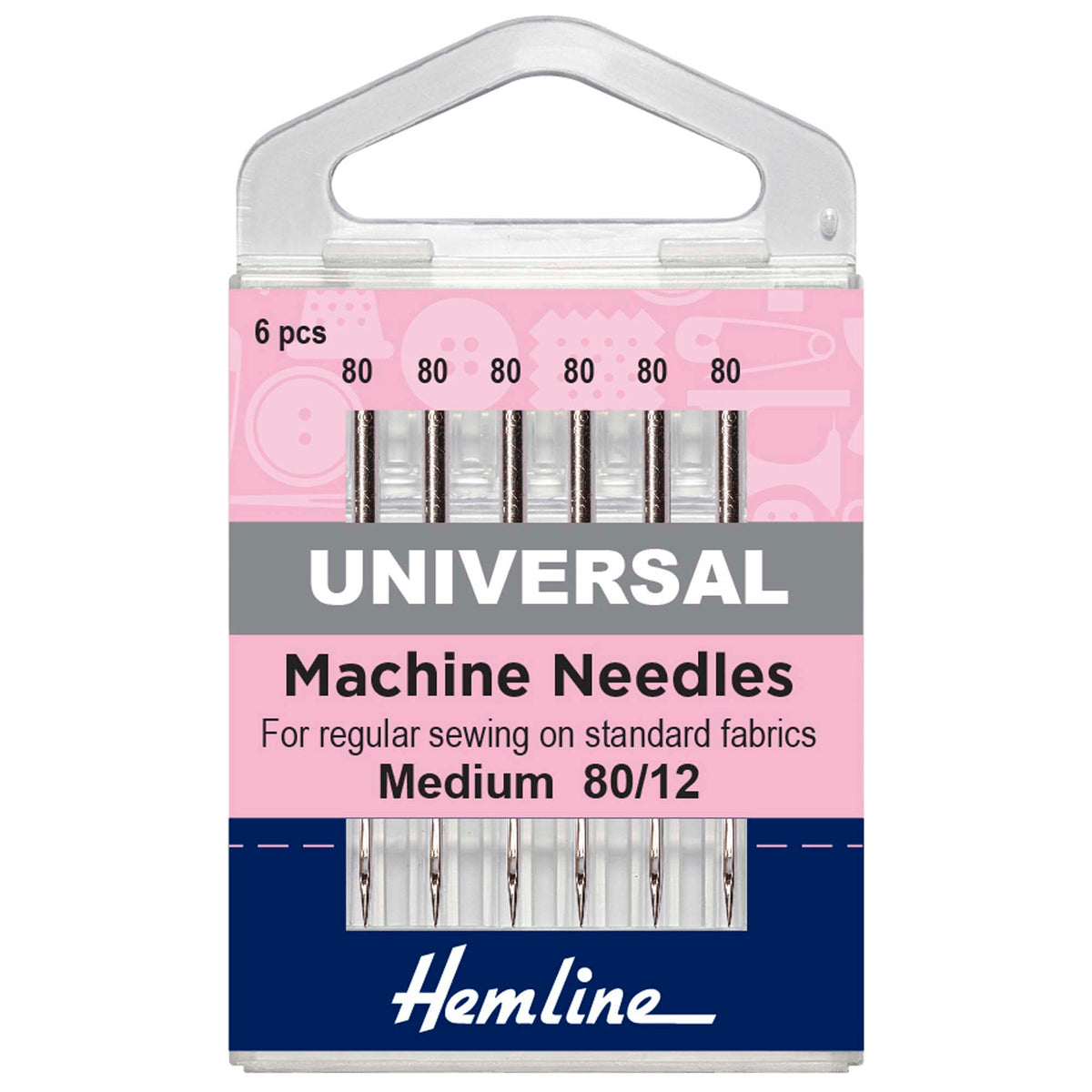Sewing Machine Needles: Universal: Medium 80(12): 6 Pieces