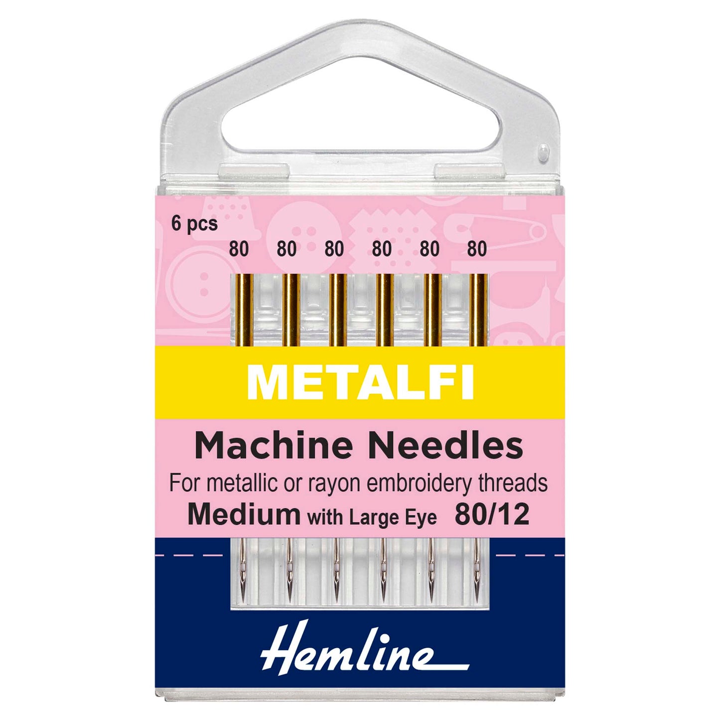 Sewing Machine Needles: Metalfil 80(12): 6 Pieces