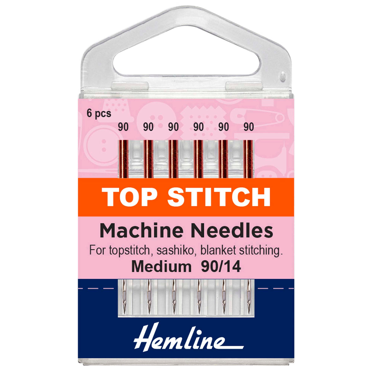 Sewing Machine Needles: Top-Stitch: 90(14): 6 Pieces