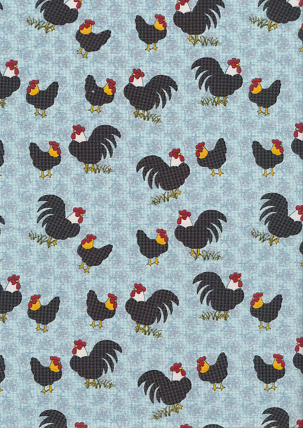 Benartex | Heartland | Chickens/ Roosters - Blue £6pm
