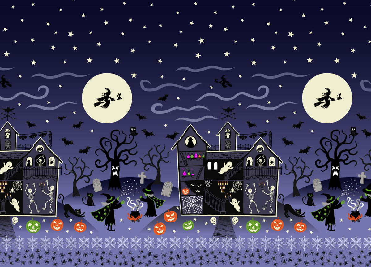 Lewis & Irene | Haunted House | Glow in the Dark | Purple Haunted House Border £8pm