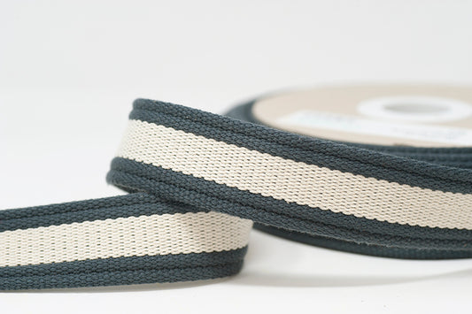 30mmStripe Webbing- grey/ ecru