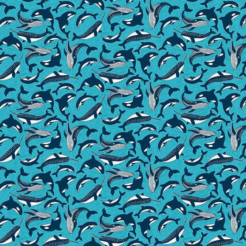 Makower | Deep Blue Sea | Fins & Tails - Blue £14pm