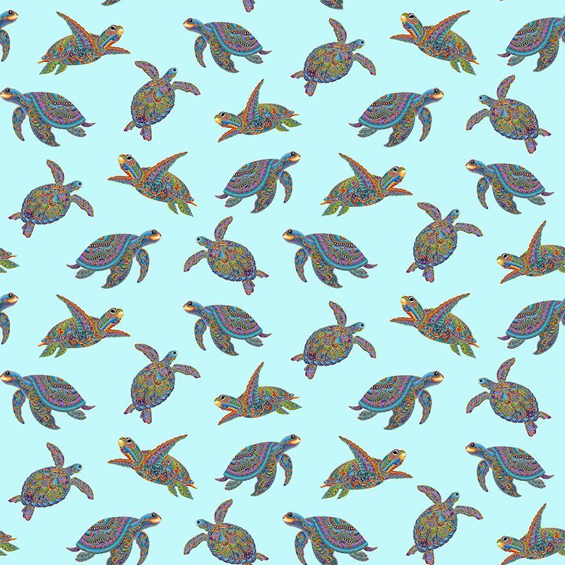 Benartex | Hooked on Fish | Turtles - Blue £10pm