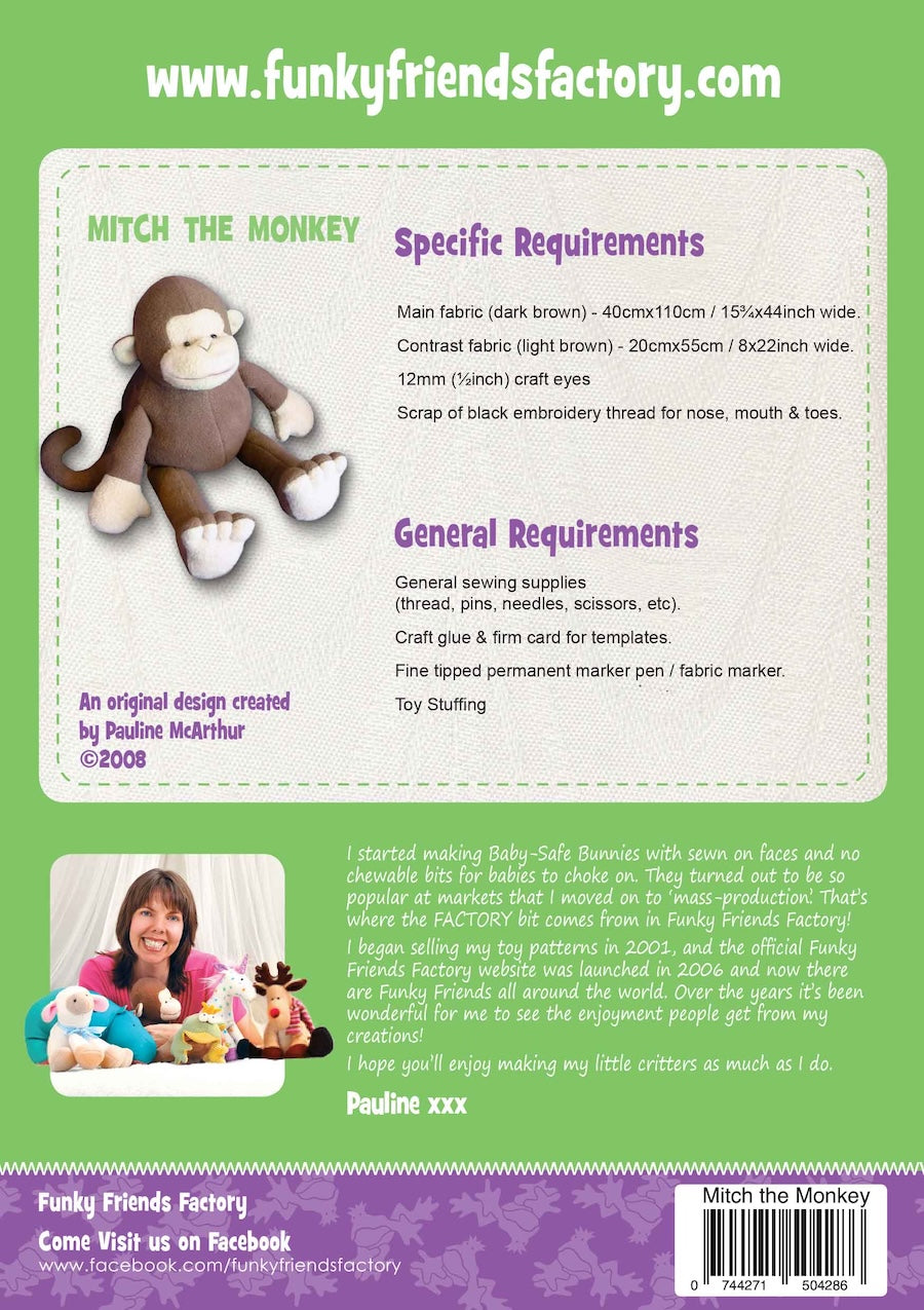Funky Friends Factory | Mitch The Monkey Pattern
