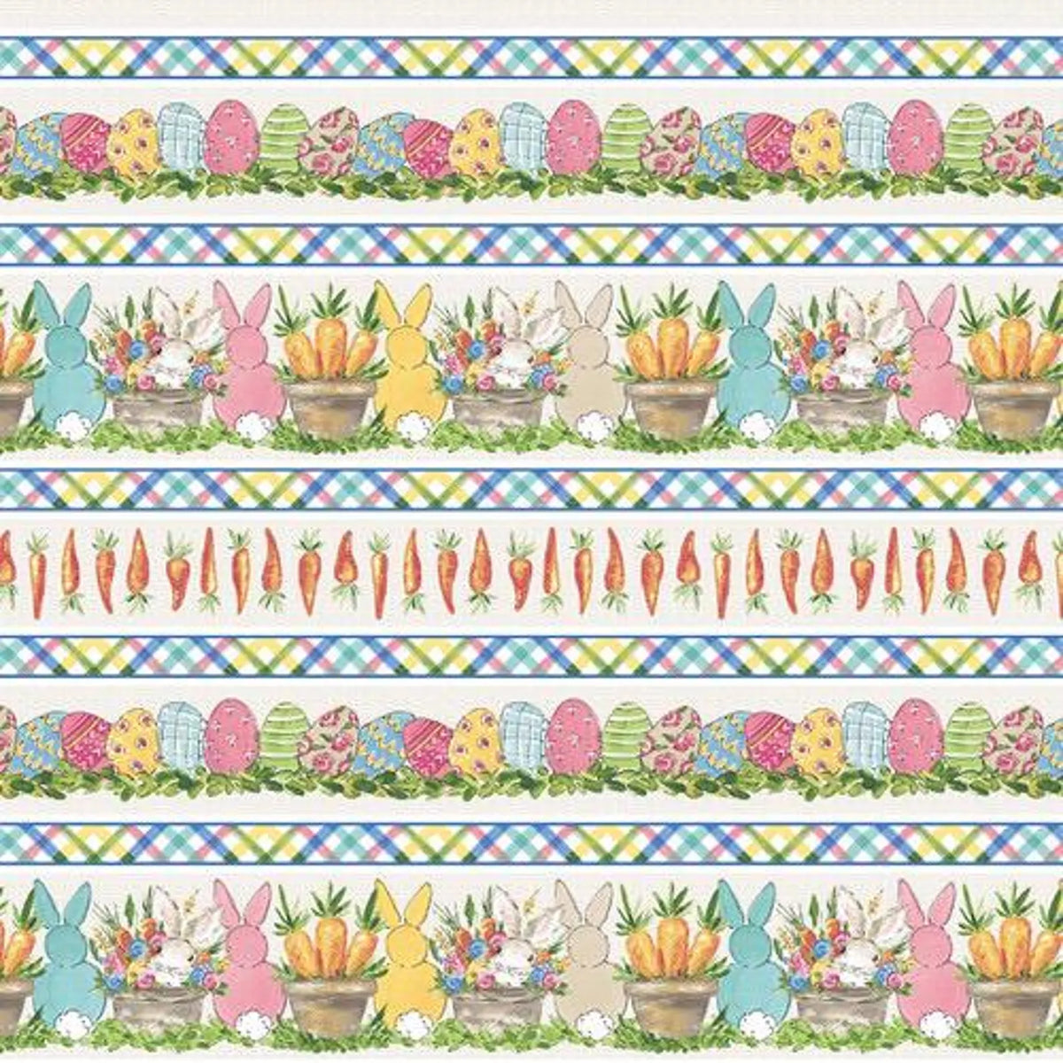 Henry Glass | Peek A Boo Bunnies - Easter Stripe £12p