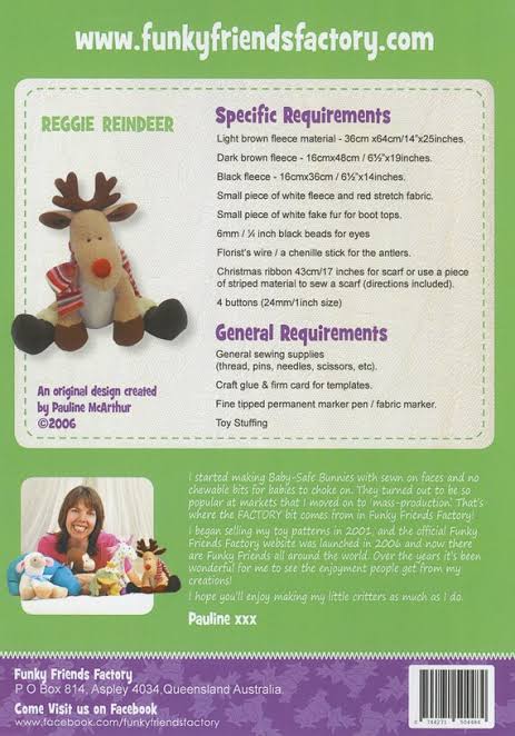 Funky Friends Factory | Reggie Reindeer Pattern