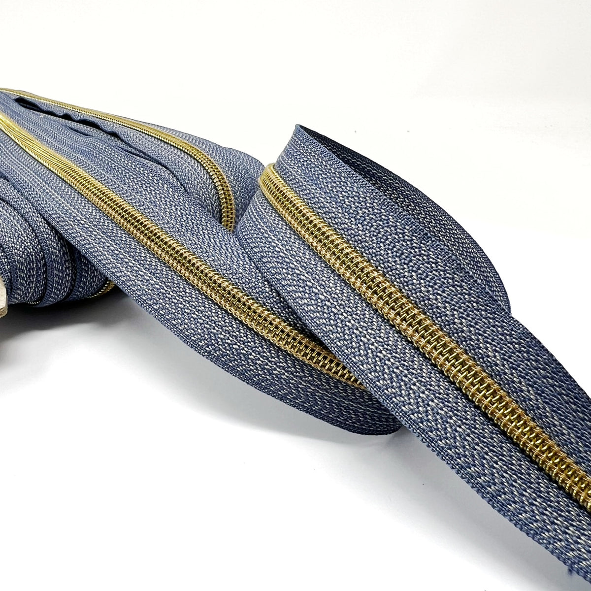 Denim / antique Brass Deluxe No.5 Continuous Zip