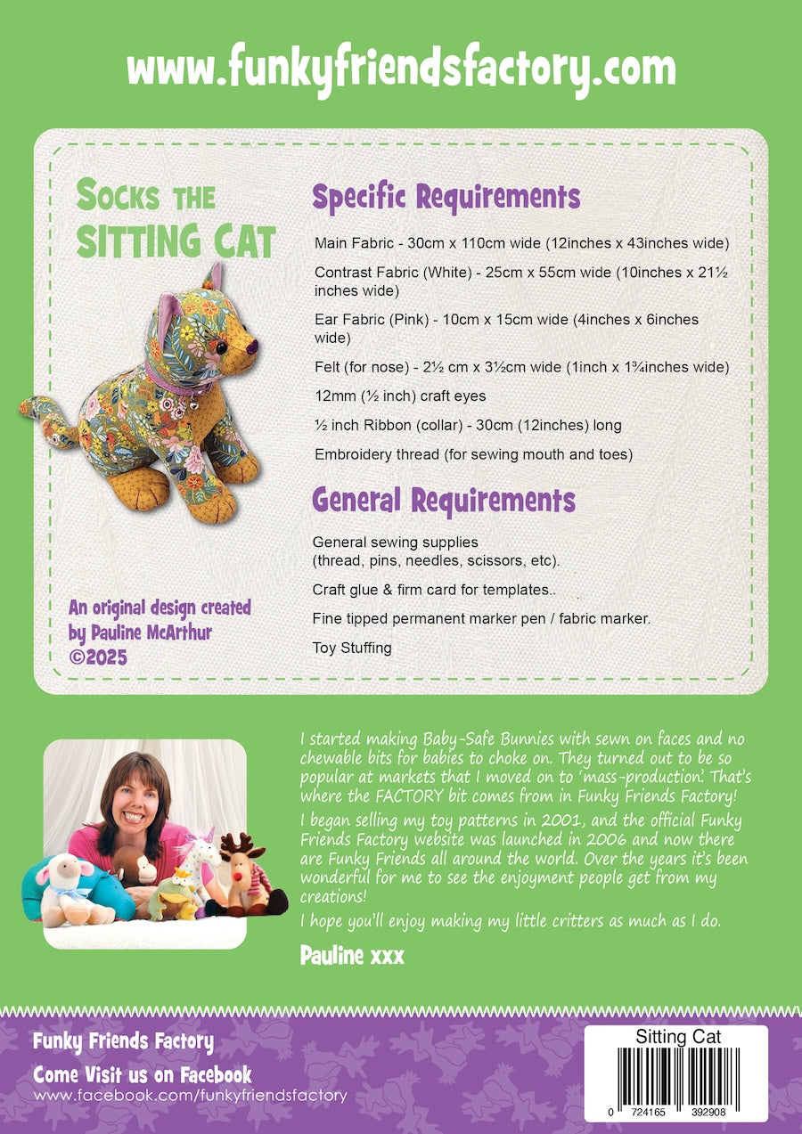 Funky Friends Factory | Socks The Sitting Cat Pattern