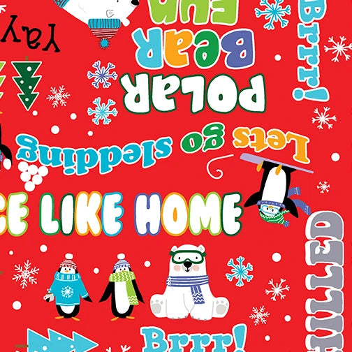 Benartex | Snow Place Like Home | Snowfun Words - red £6pm