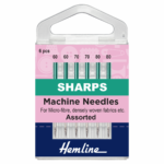 Sewing Machine Needles: Sharps ( 6 pieces) 60/80