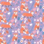 Polycotton: Fox Family- Lilac