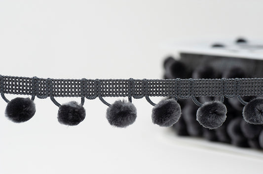 Pom Pom Trim 28mm - Dark Grey