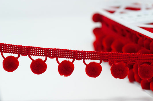 Pom Pom Trim 28mm - Red