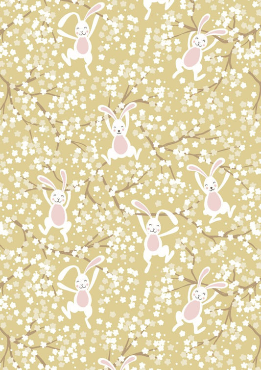 Lewis & Irene | Bunny Hop | Swinging Bunnies on Spring Yellow £7