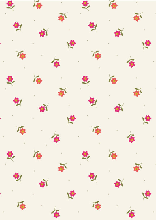 Lewis & Irene | Hibiscus Hummingbird - Flower Dot on Cream £7pm