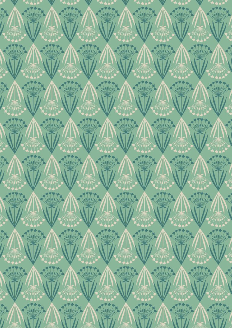 Lewis & Irene | Majolica | Floral Stems on Minty Green £7pm