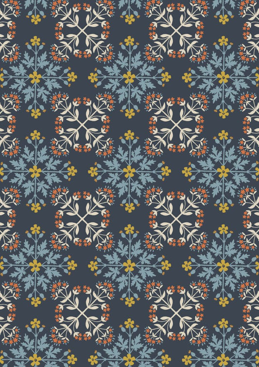 Lewis & Irene | Majolica | Floral Tile on Dark Blue £7pm