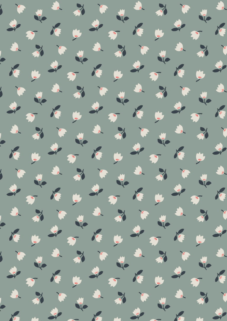 Lewis & Irene | Folk Floral | Little Flowers on Iced Sage £7pm