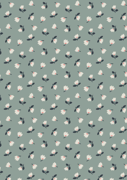 Lewis & Irene | Folk Floral | Little Flowers on Iced Sage £7pm