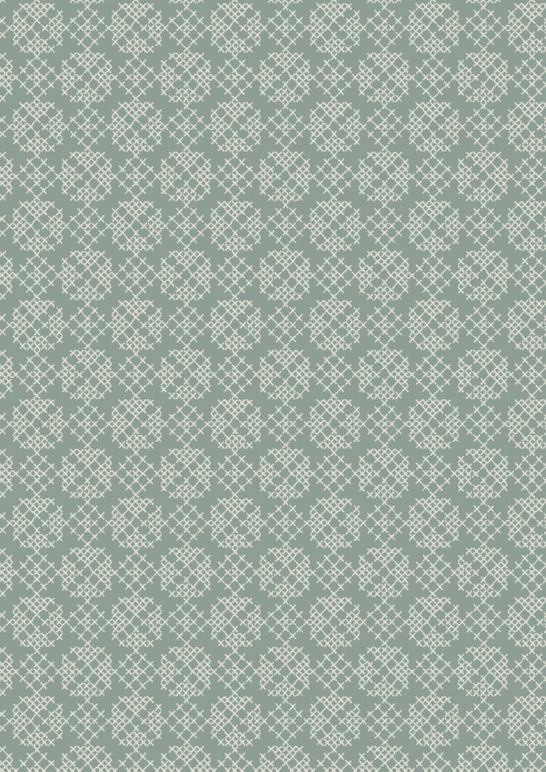 Lewis & Irene | Folk Floral | Cross Stitch on Iced Sage £7pm