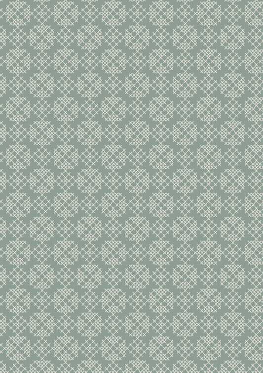 Lewis & Irene | Folk Floral | Cross Stitch on Iced Sage £7pm