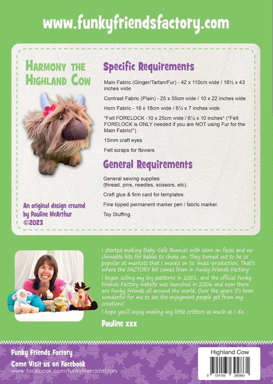 Funky Friends Factory | Harmony The Highland Cow Pattern