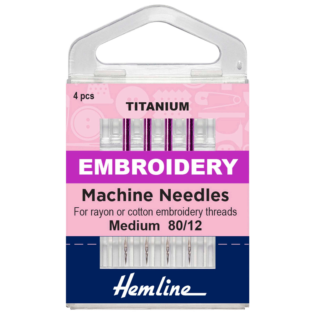 Sewing Machine Needles: Titanium: Embroidery: 80(12): 4 Pieces