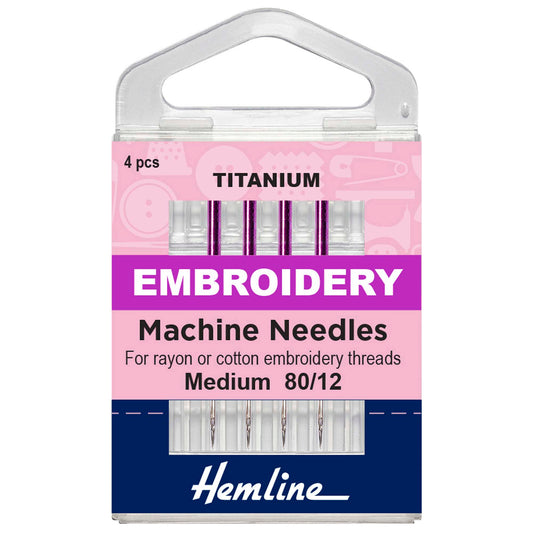 Sewing Machine Needles: Titanium: Embroidery: 80(12): 4 Pieces