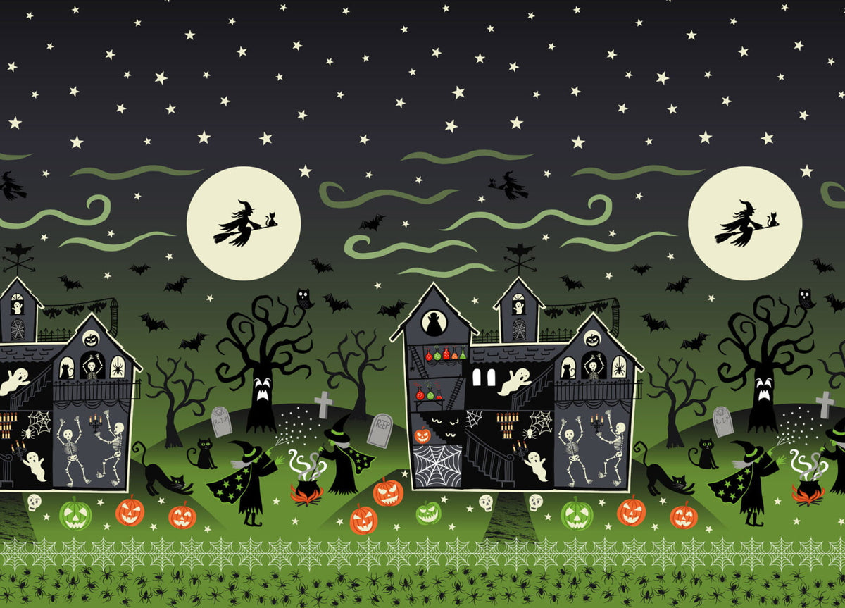 Lewis & Irene | Haunted House | Glow in the Dark | Green Haunted House Border £8pm