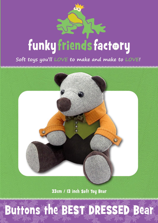 Funky Friends Factory | Buttons The Best Dressed Bear