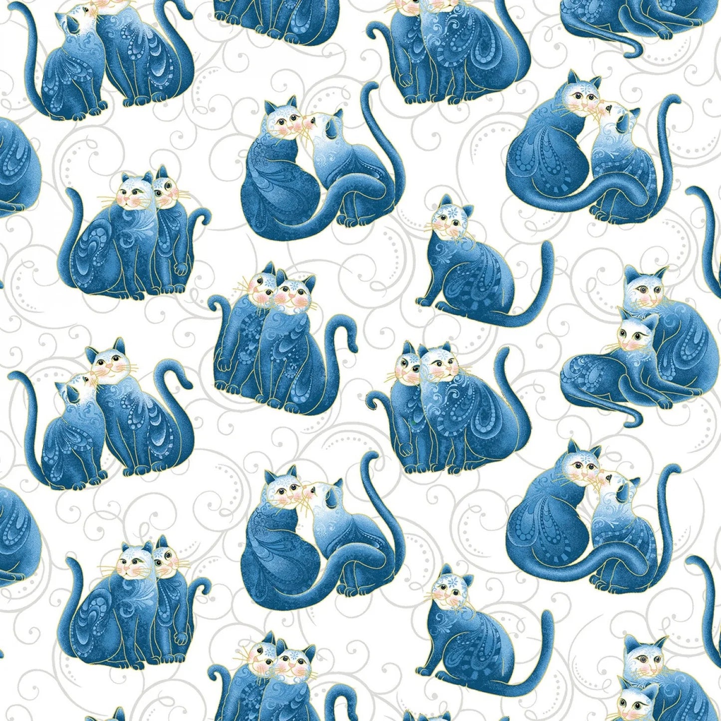 Benartex | Cat-i-tude 2 | Purrfect Together - White £16pm