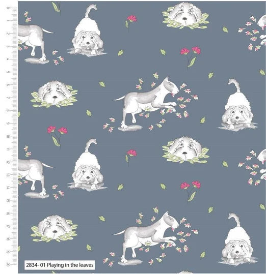 Debbie Shore | Pets Collection | Dogs Playing In The Leaves £9.50pm