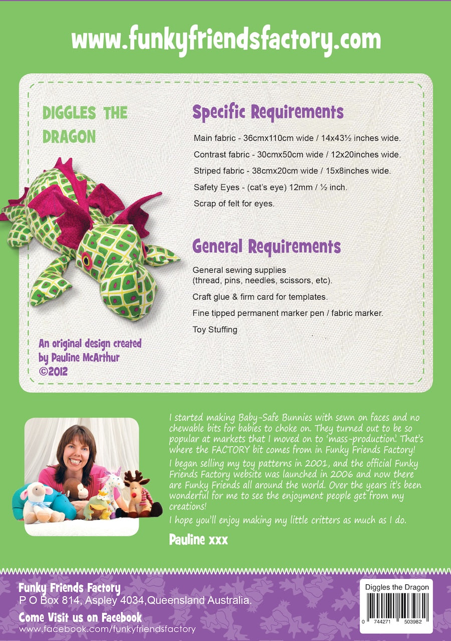 Funky Friends Factory | Diggles The Dragon Pattern