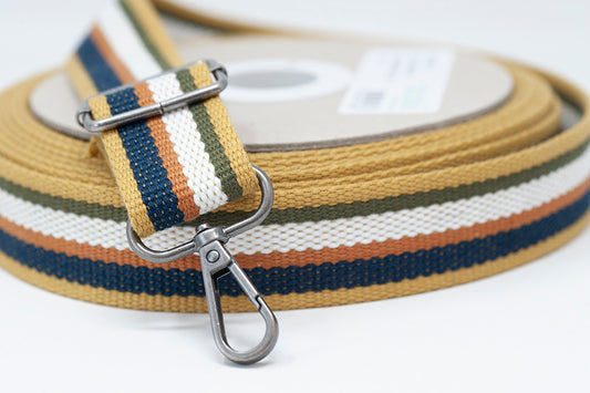 30mmStripe Webbing- mustard/navy/brown