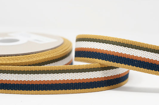30mmStripe Webbing- mustard/navy/brown