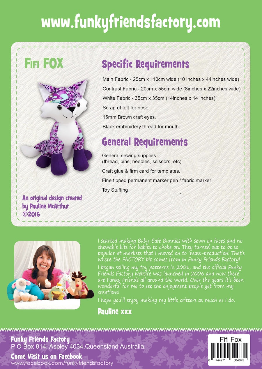 Funky Friends Factory |   Fifi Fox Pattern
