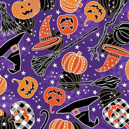 Benartex | Halloween Magic | Happy Hauntings - purple £12pm