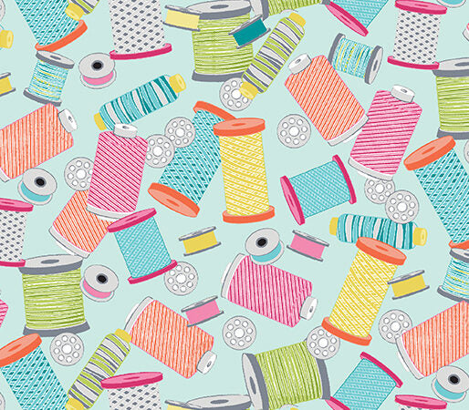 Benartex | My Happy Place | Bobbins & Spools - Aqua £12pm