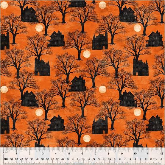 Wingham Fabrics | Full Moon | Haunted House - Flame £16pm