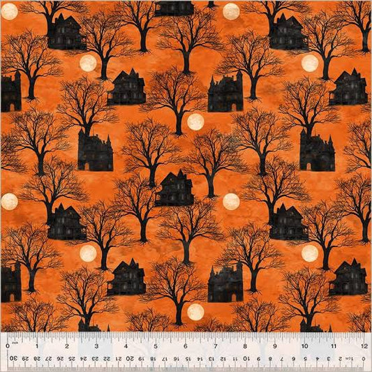 Wingham Fabrics | Full Moon | Haunted House - Flame £16pm
