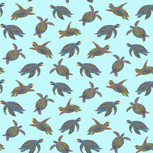 Benartex | Hooked on Fish | Turtles - Blue £10pm