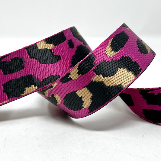 38mm animal Print Webbing - Hot Pink