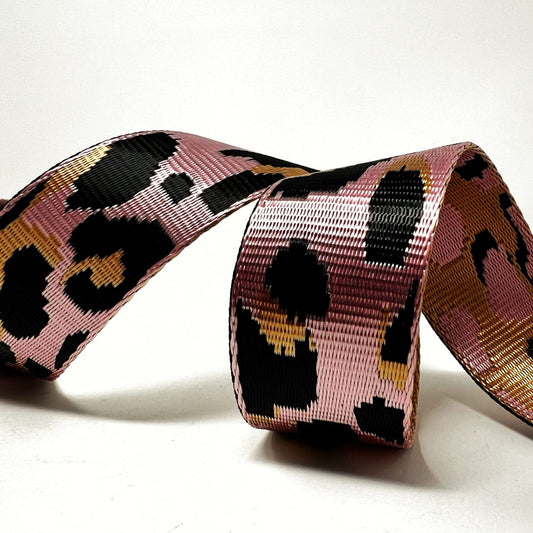 38mm animal Print Webbing - Light Pink